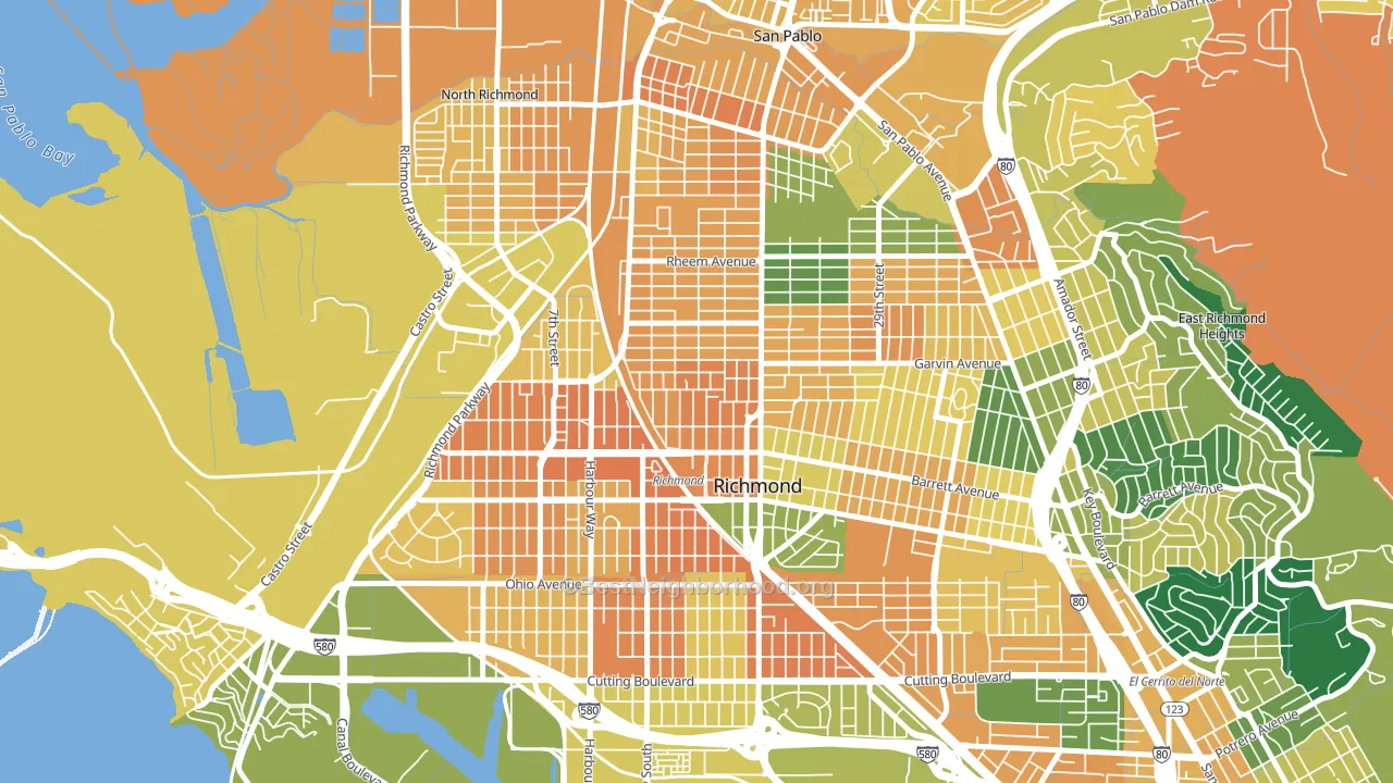 Belding Woods, Richmond, CA block-group voter-turnout map
