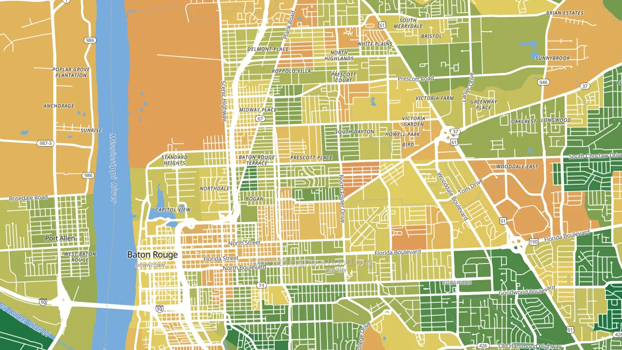 Belfair, Baton Rouge, LA block-group voter-turnout map