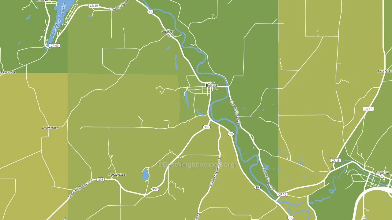 Belfast, NY block-group voter-turnout map