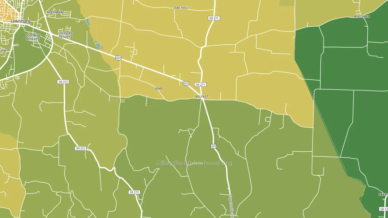 Belfast, TN block-group voter-turnout map
