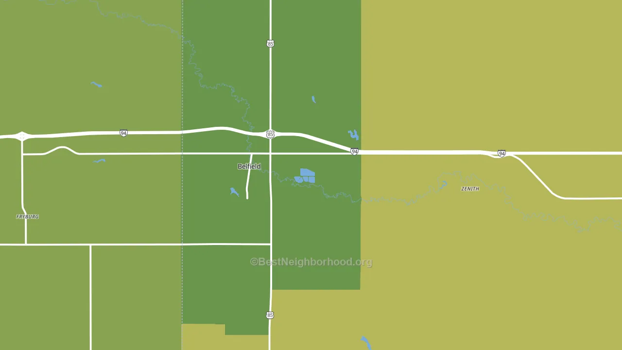 Belfield, ND block-group voter-turnout map