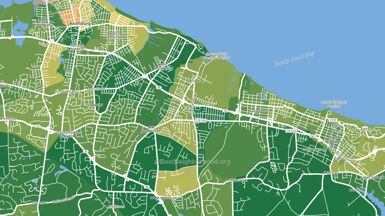 Belford, NJ block-group voter-turnout map