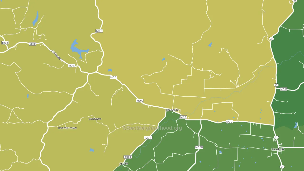 Belgrade, MO block-group voter-turnout map