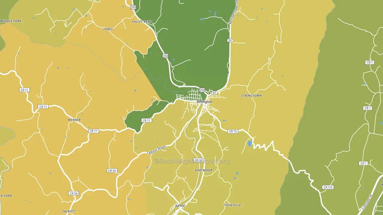 Belington, WV block-group voter-turnout map