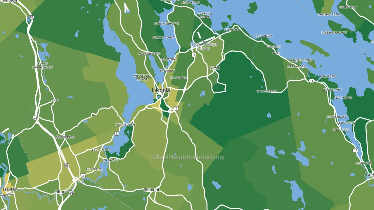 Belknap County, NH block-group voter-turnout map