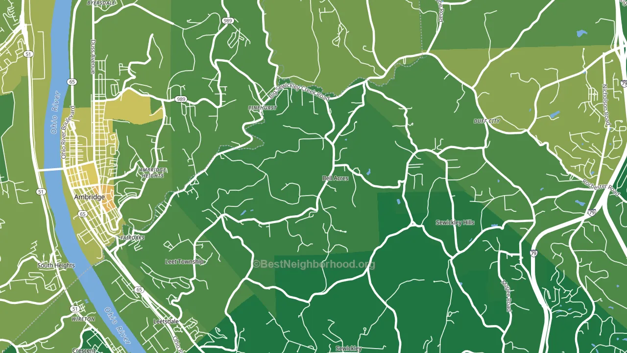 Bell Acres, PA block-group voter-turnout map