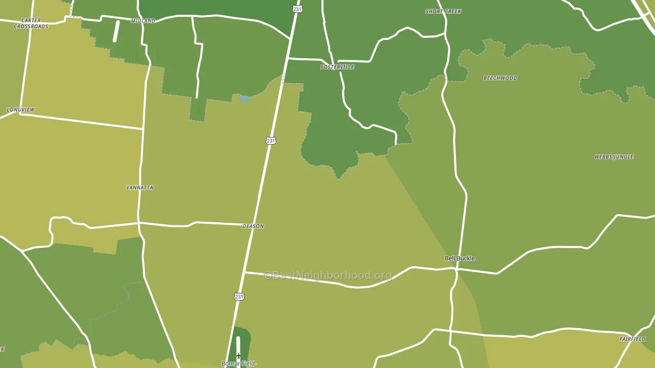 Bell Buckle, TN block-group voter-turnout map