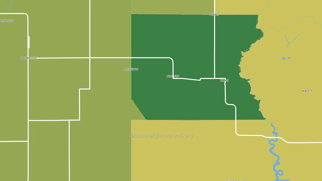 Bell City, LA block-group voter-turnout map
