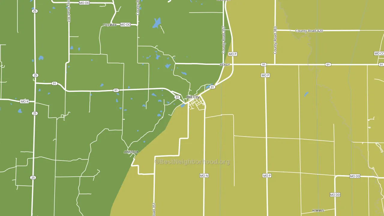 Bell City, MO block-group voter-turnout map