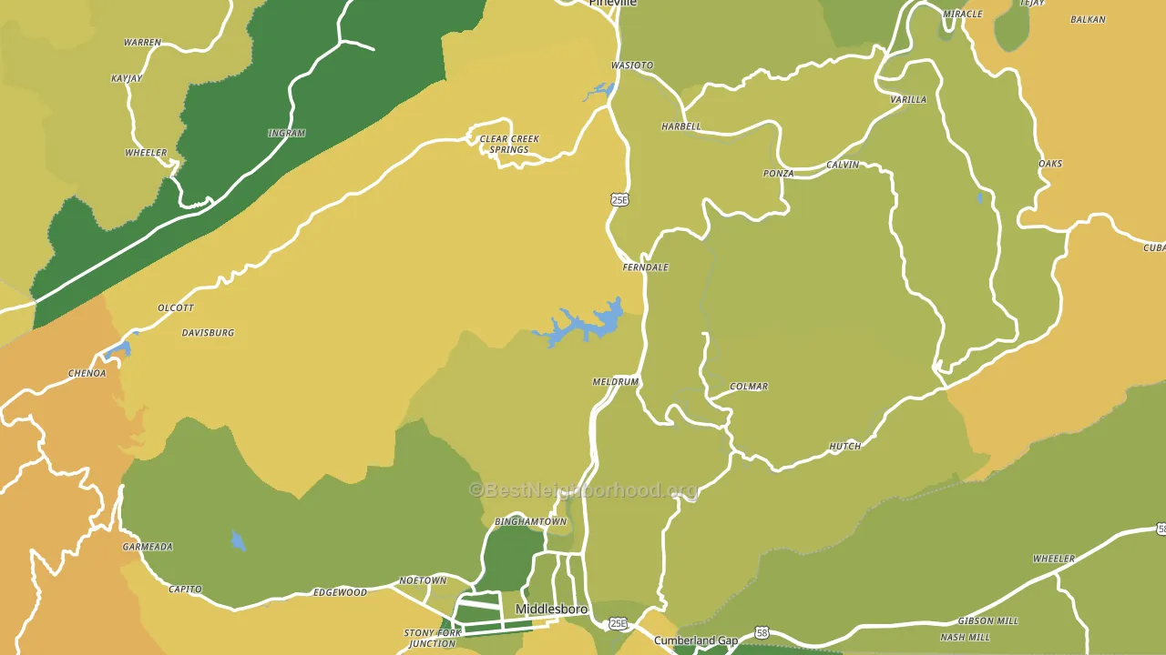 Bell County, KY block-group voter-turnout map