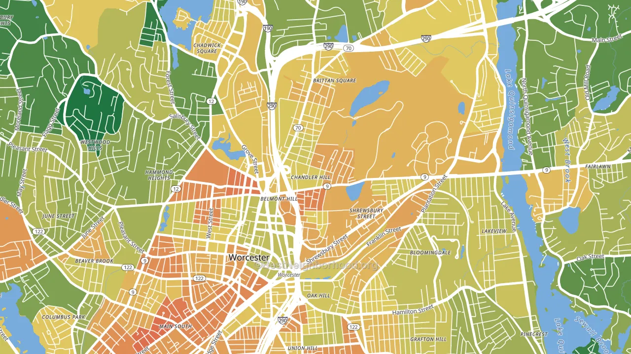 Bell Hill, Worcester, MA block-group voter-turnout map