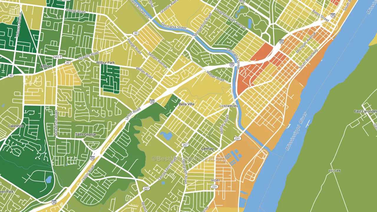 Bella Villa, MO block-group voter-turnout map
