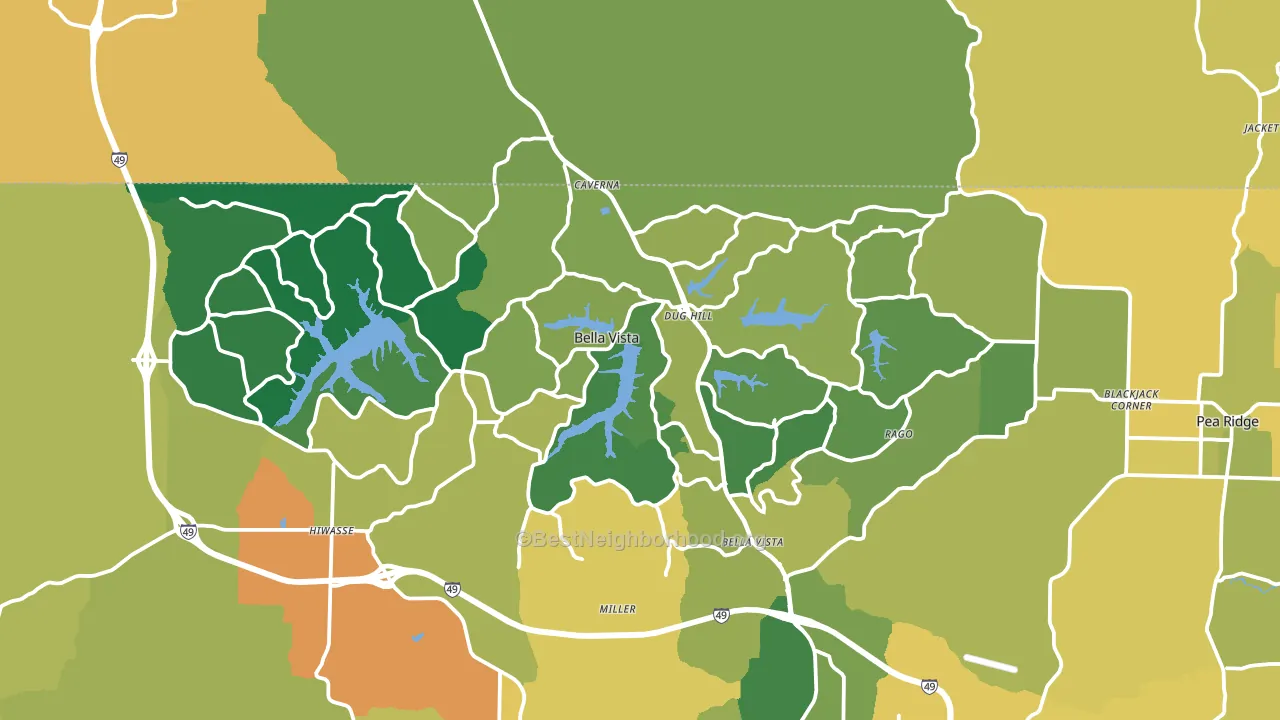 Bella Vista, AR block-group voter-turnout map