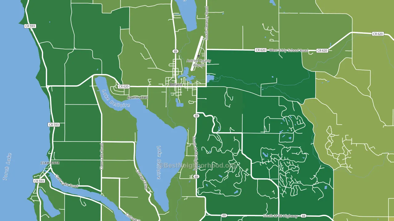 Bellaire, MI block-group voter-turnout map
