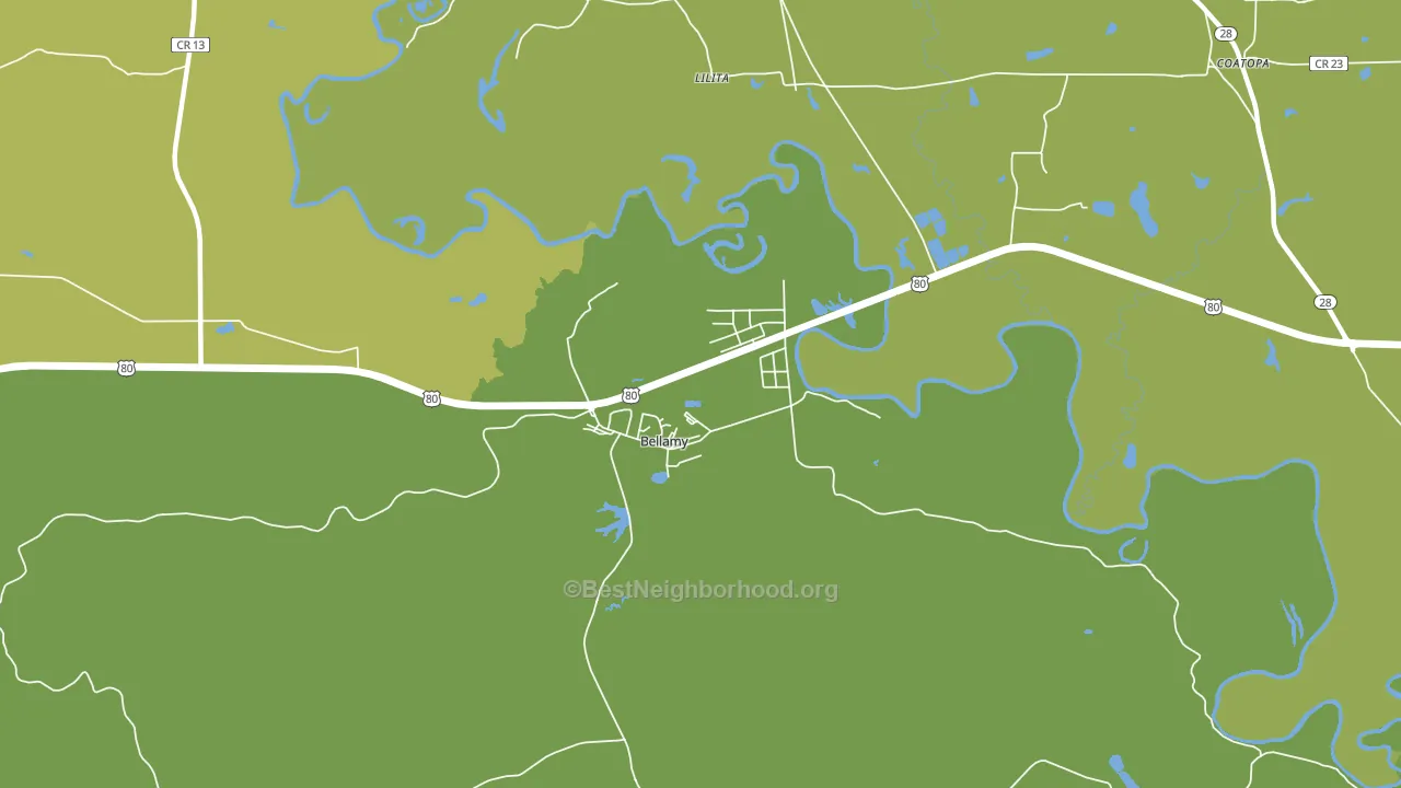 Bellamy, AL block-group voter-turnout map