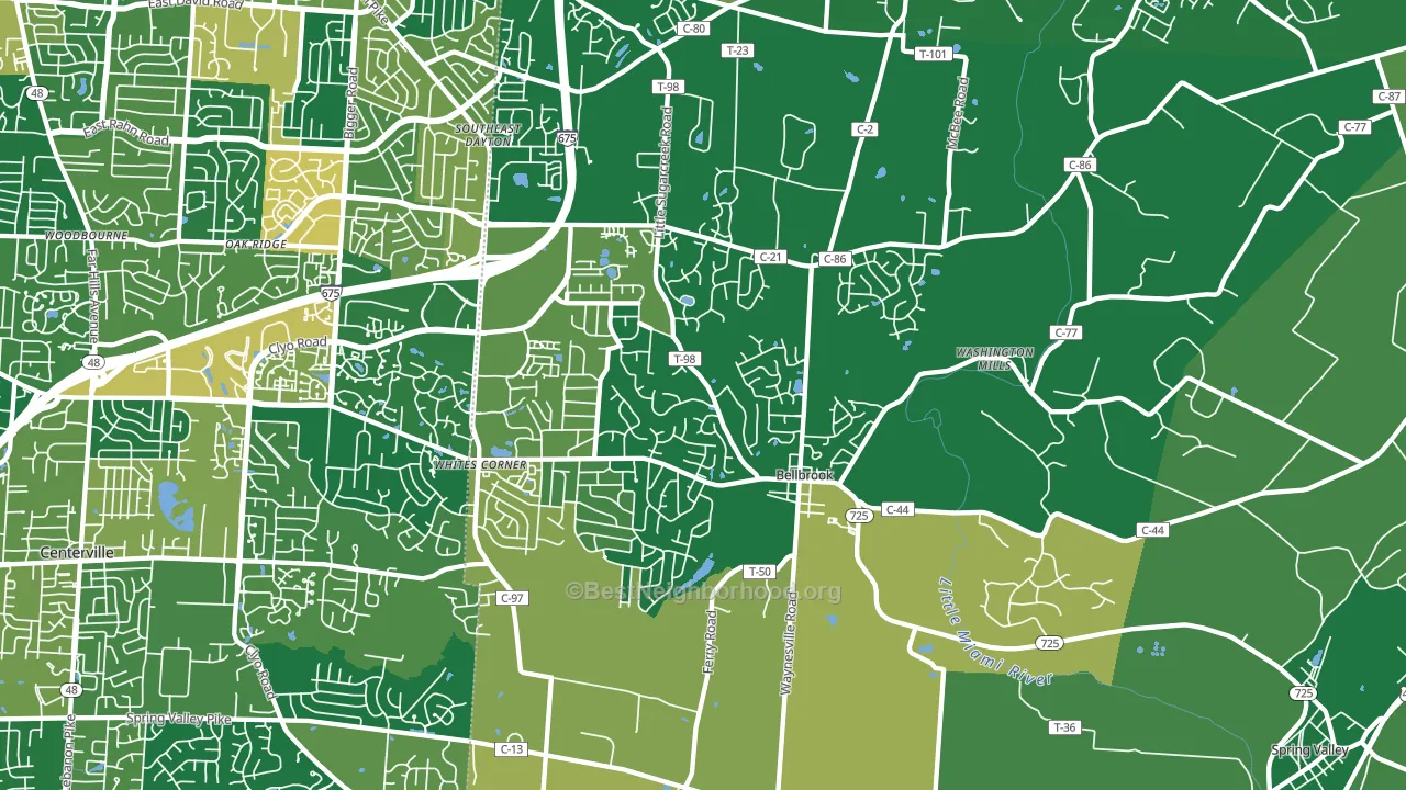 Bellbrook, OH block-group voter-turnout map