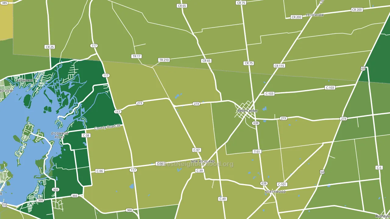 Belle Center, OH block-group voter-turnout map