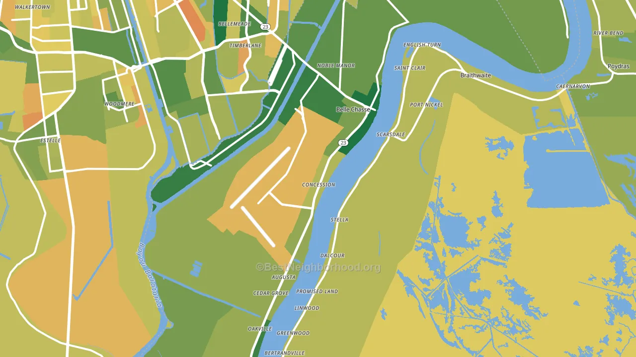 Belle Chasse, LA block-group voter-turnout map