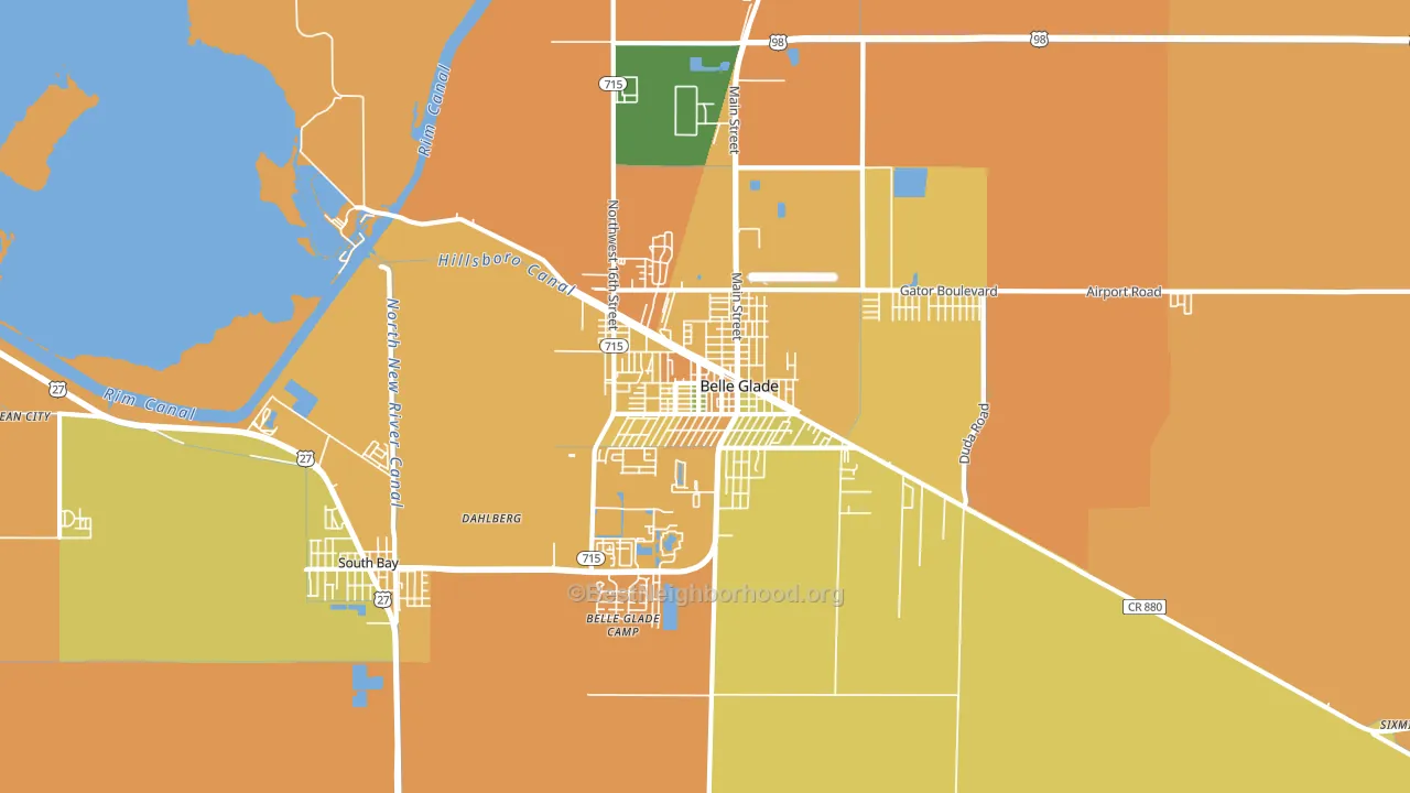 Belle Glade, FL block-group voter-turnout map