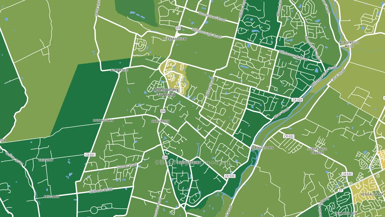 Belle Mead, NJ block-group voter-turnout map
