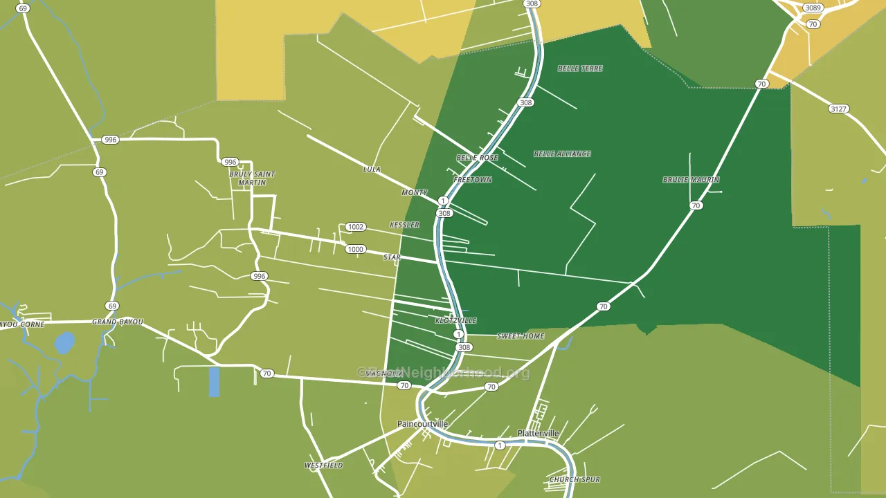 Belle Rose, LA block-group voter-turnout map