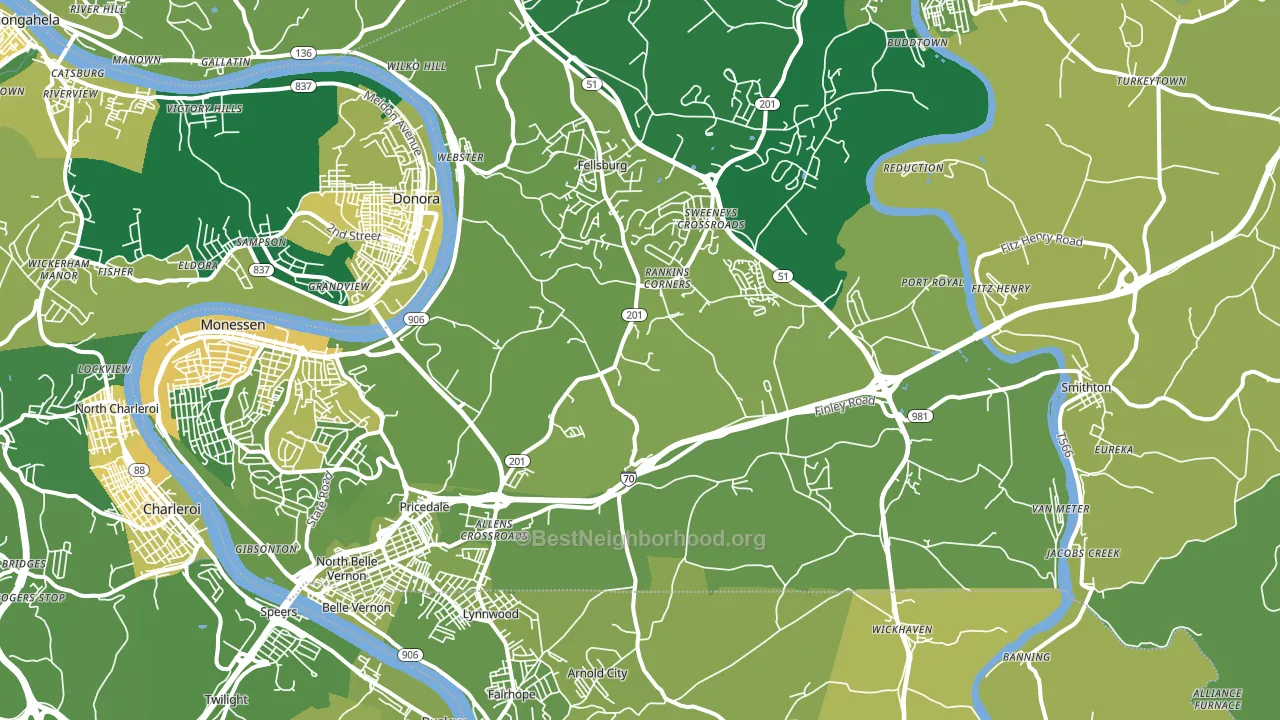 Belle Vernon, PA block-group voter-turnout map
