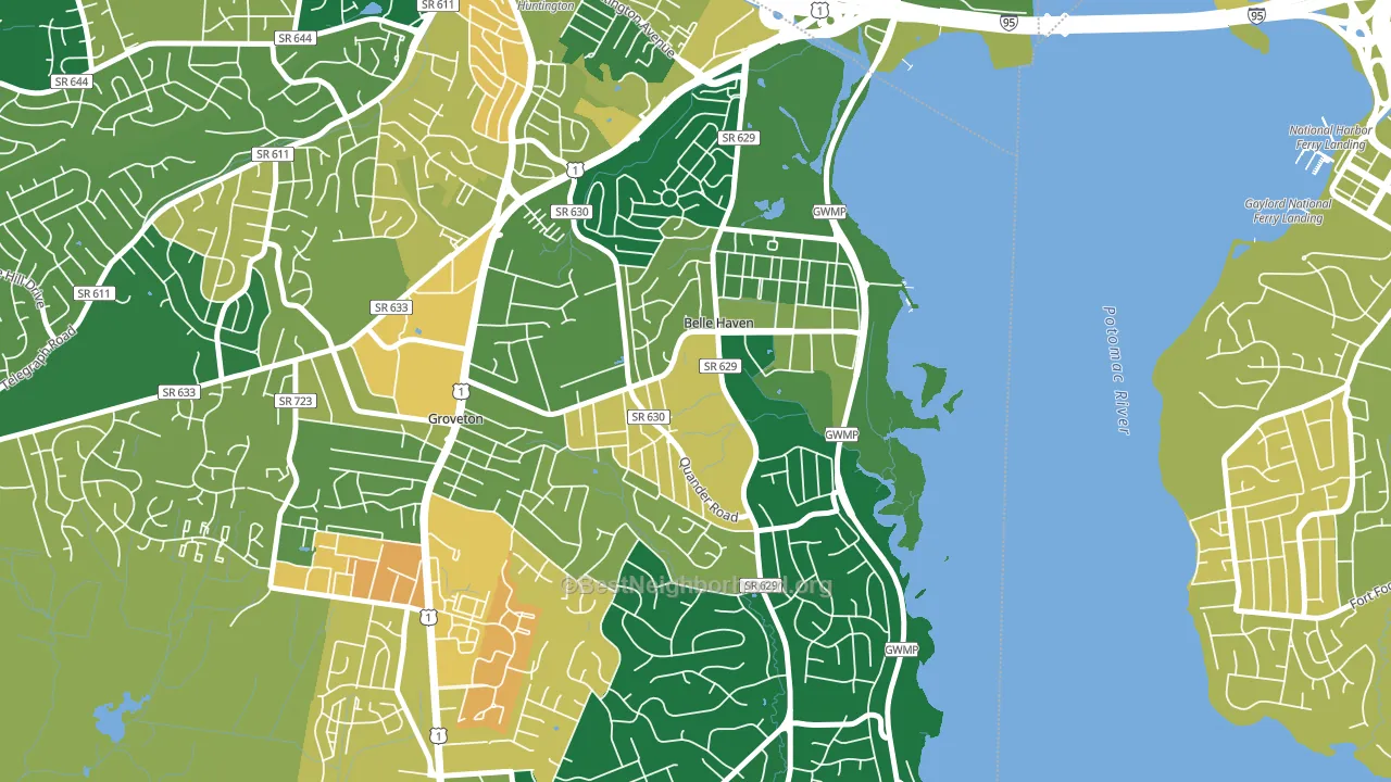 Belle View, VA block-group voter-turnout map