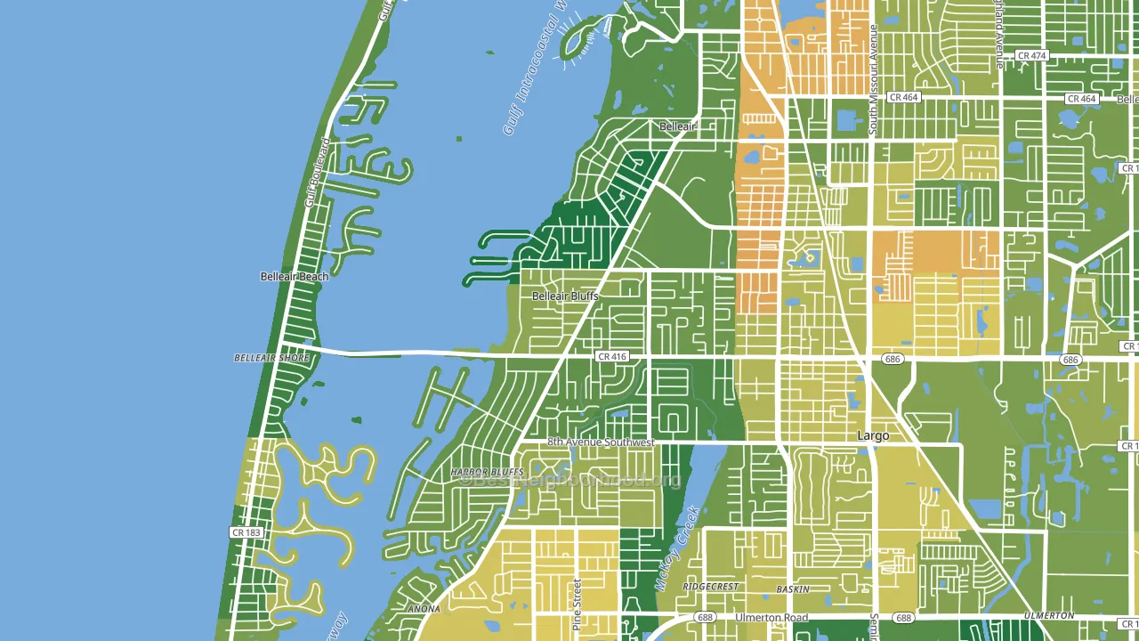 Belleair Bluffs, FL block-group voter-turnout map