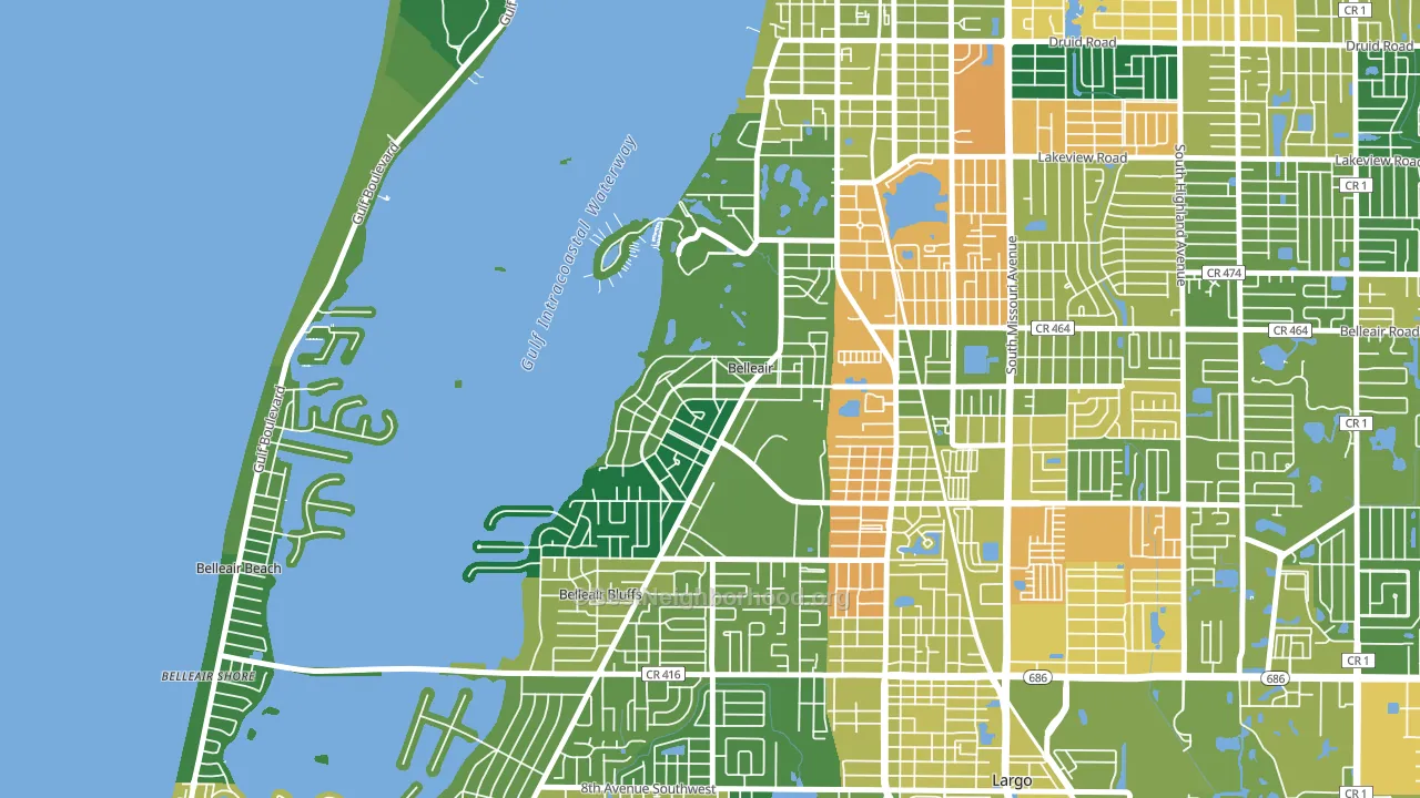 Belleair, FL block-group voter-turnout map