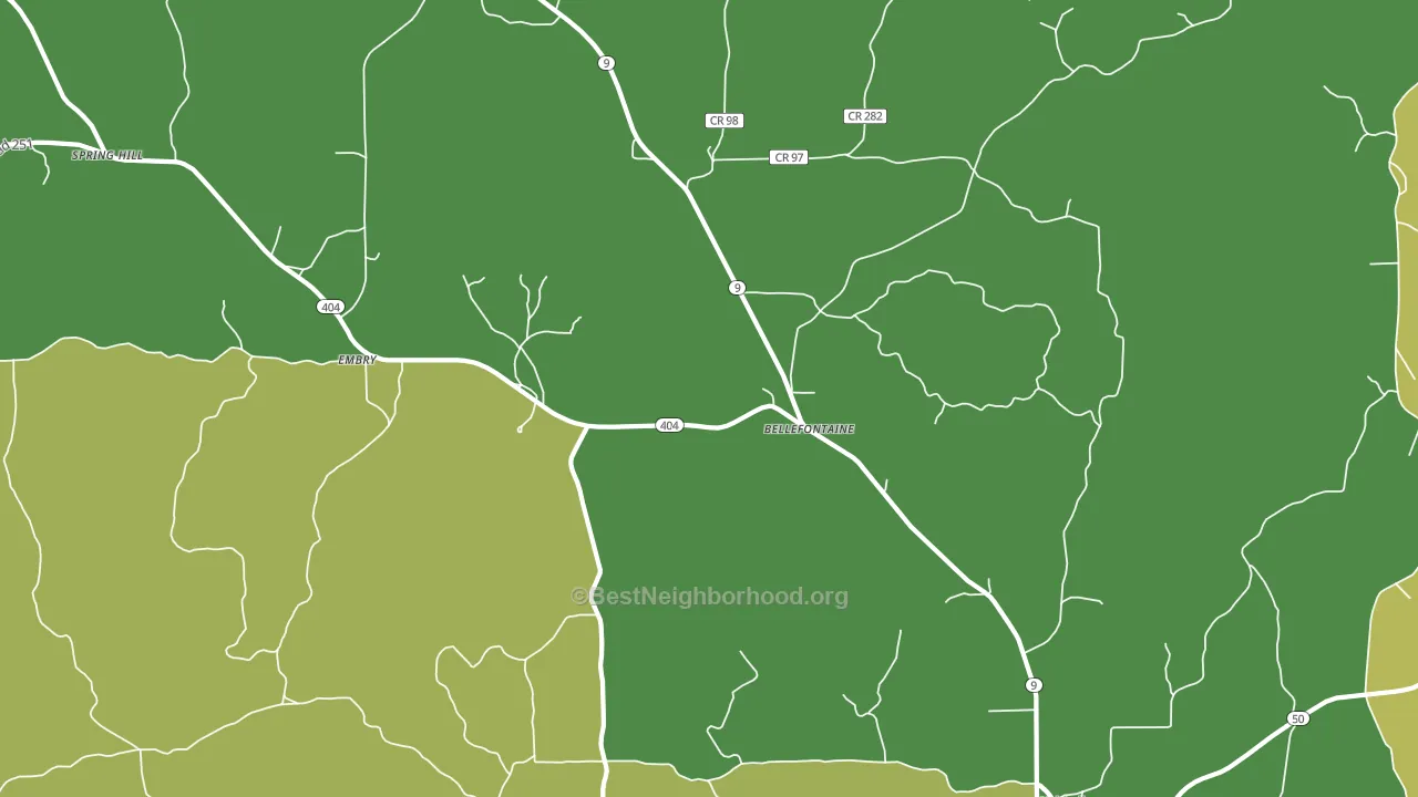 Bellefontaine, MS block-group voter-turnout map