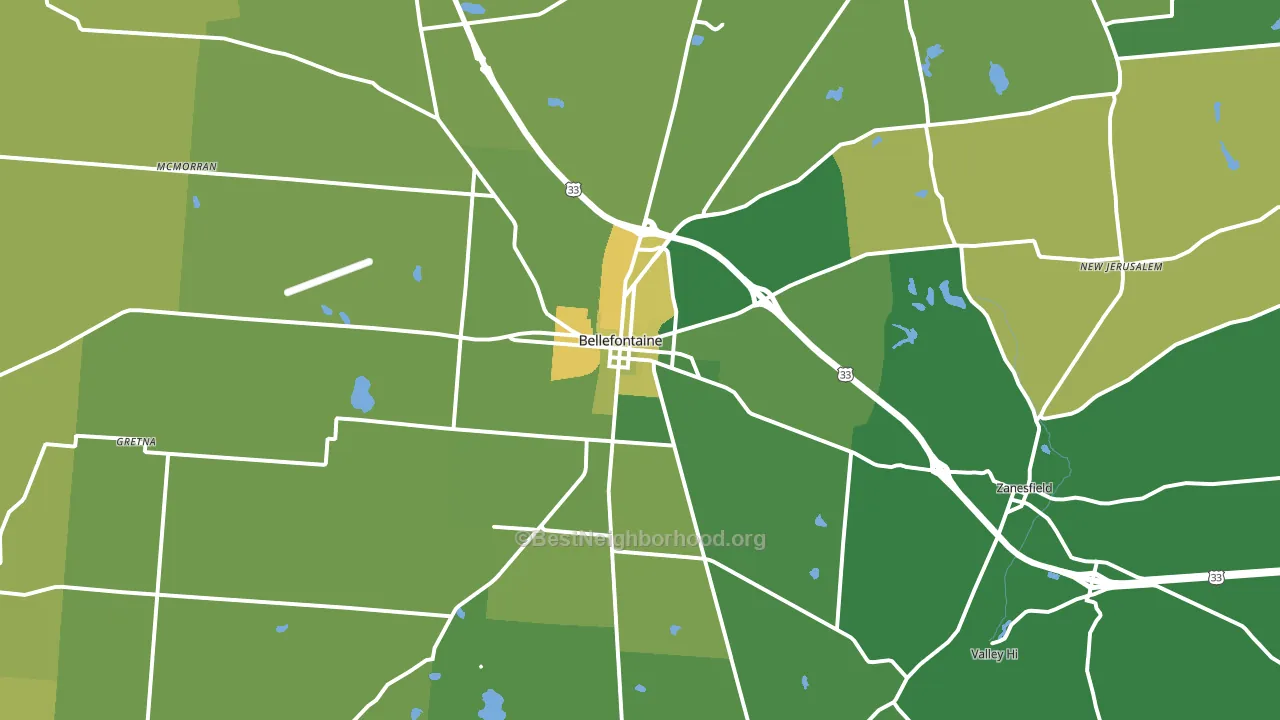 Bellefontaine, OH block-group voter-turnout map