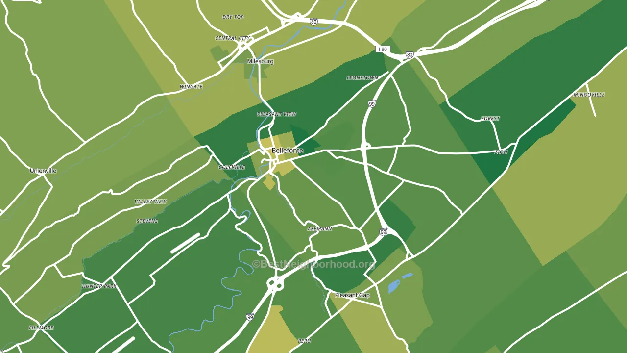 Bellefonte, PA block-group voter-turnout map