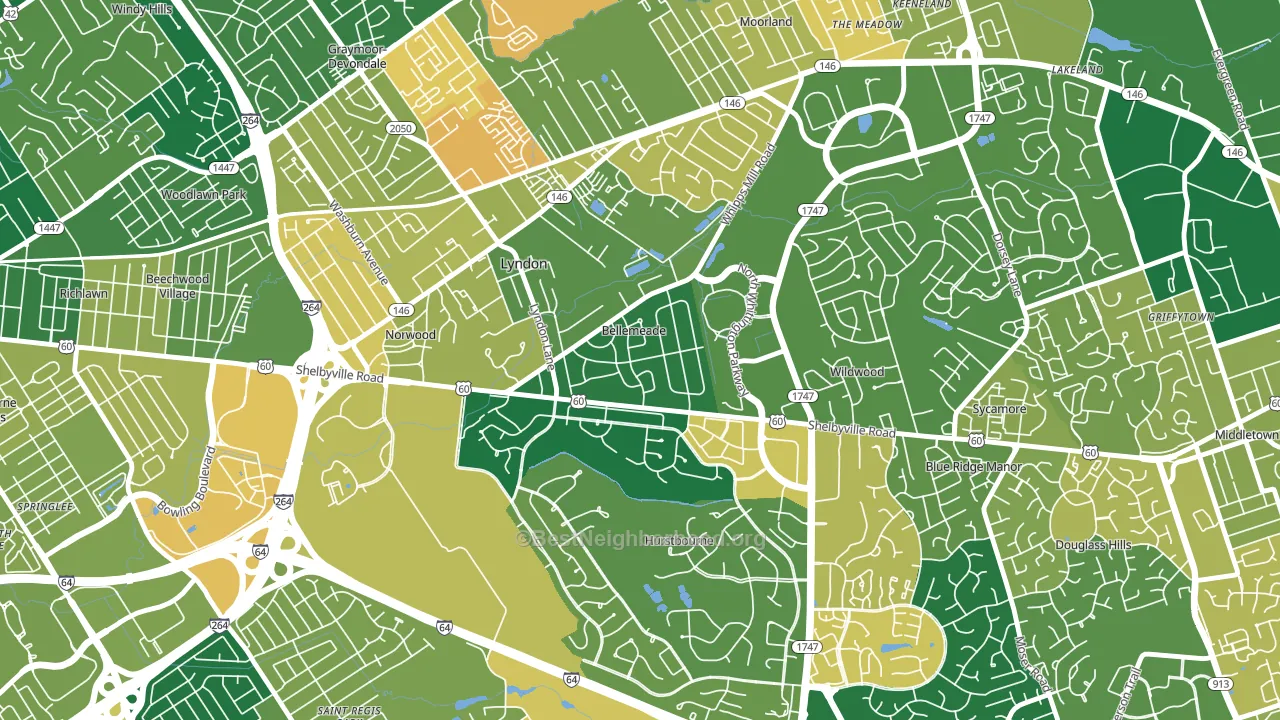 Bellemeade, KY block-group voter-turnout map