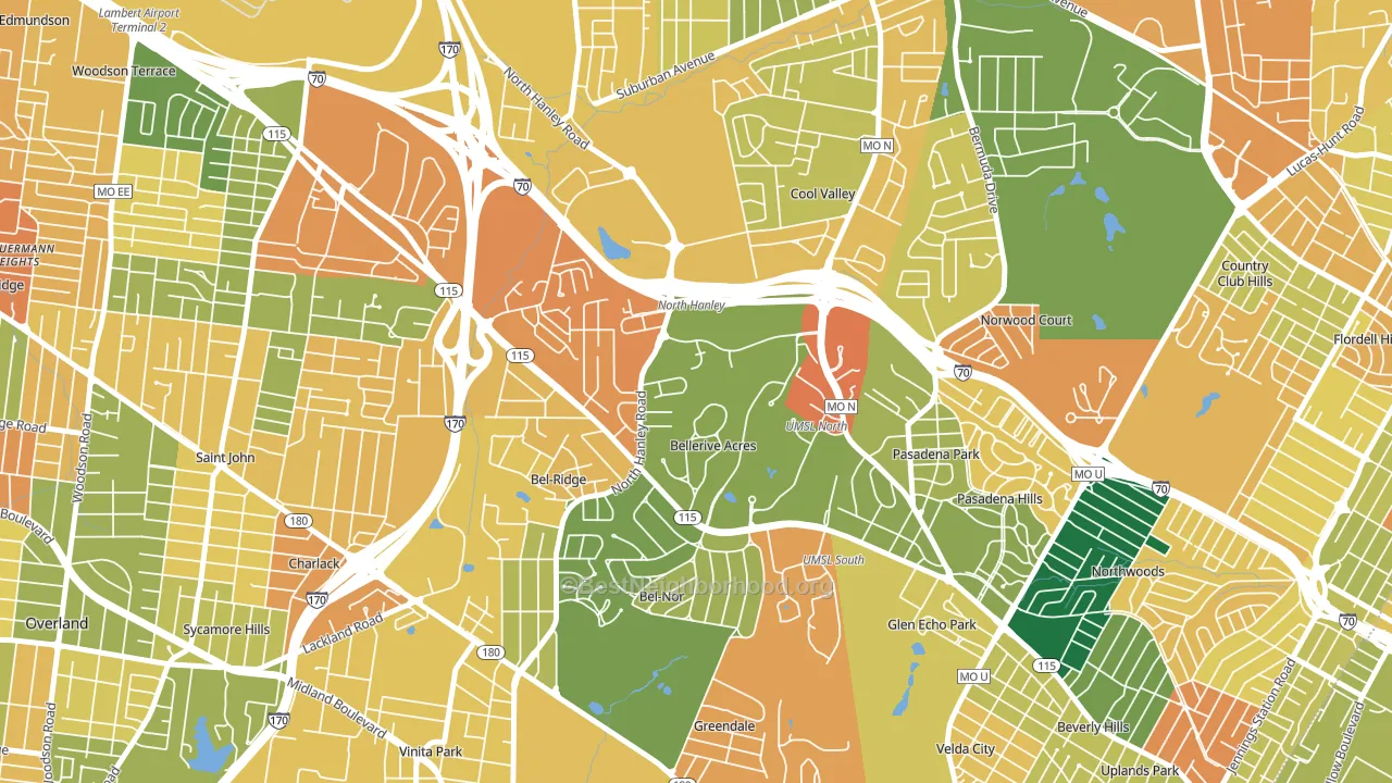 Bellerive, MO block-group voter-turnout map