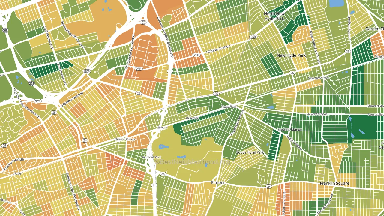 Bellerose, NY block-group voter-turnout map
