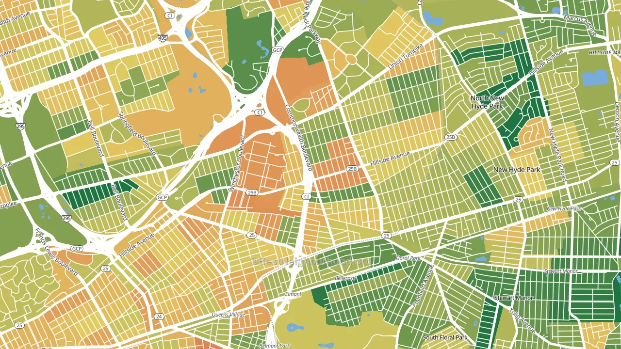 Bellerose, Queens, NY block-group voter-turnout map