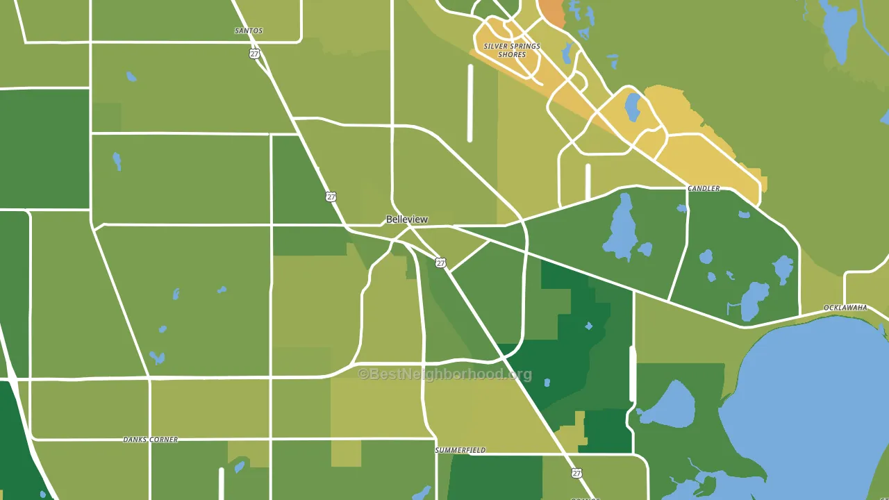 Belleview, FL block-group voter-turnout map