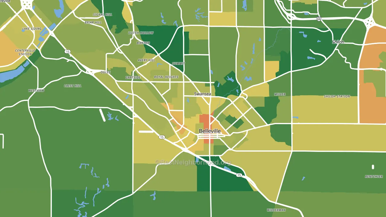 Belleville, IL block-group voter-turnout map