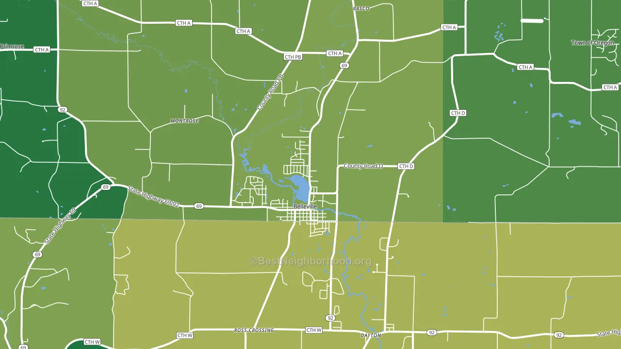 Belleville, WI block-group voter-turnout map