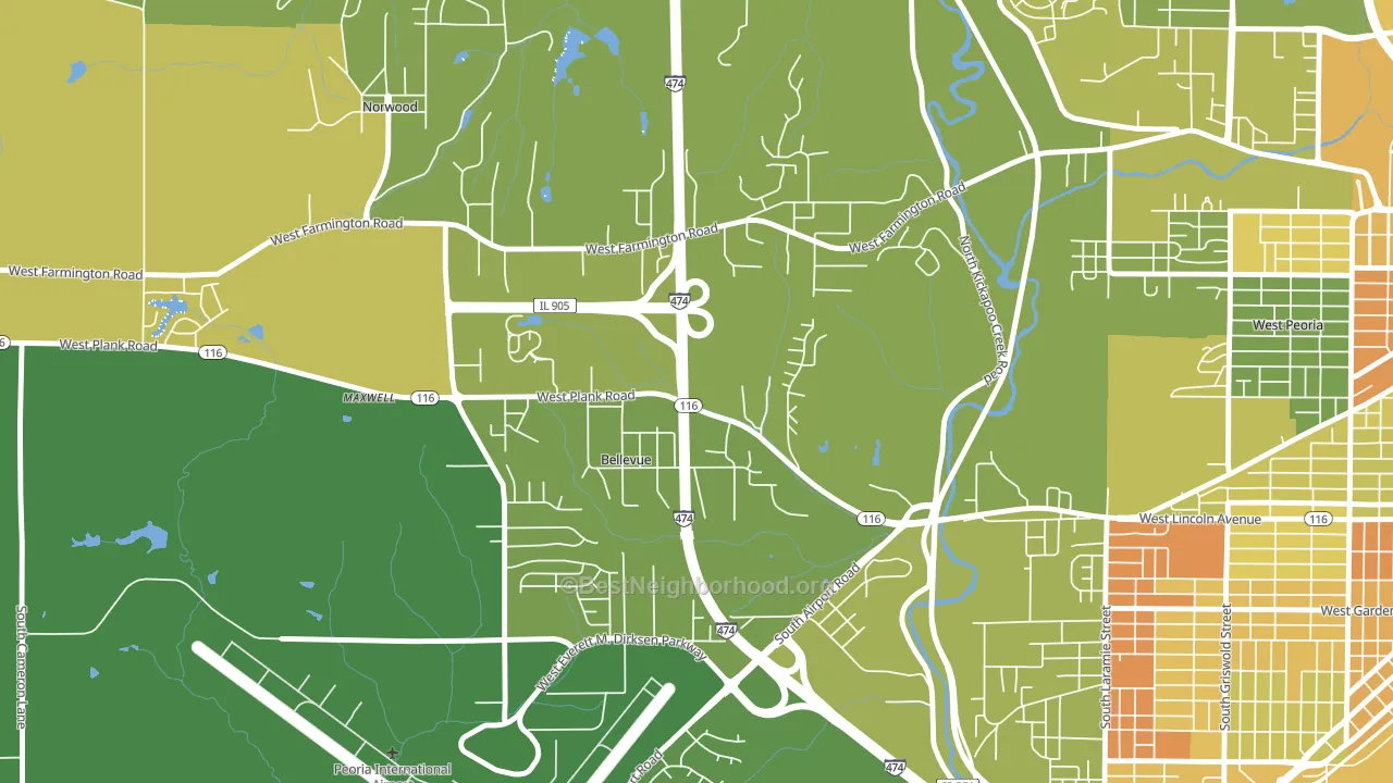 Bellevue, IL block-group voter-turnout map