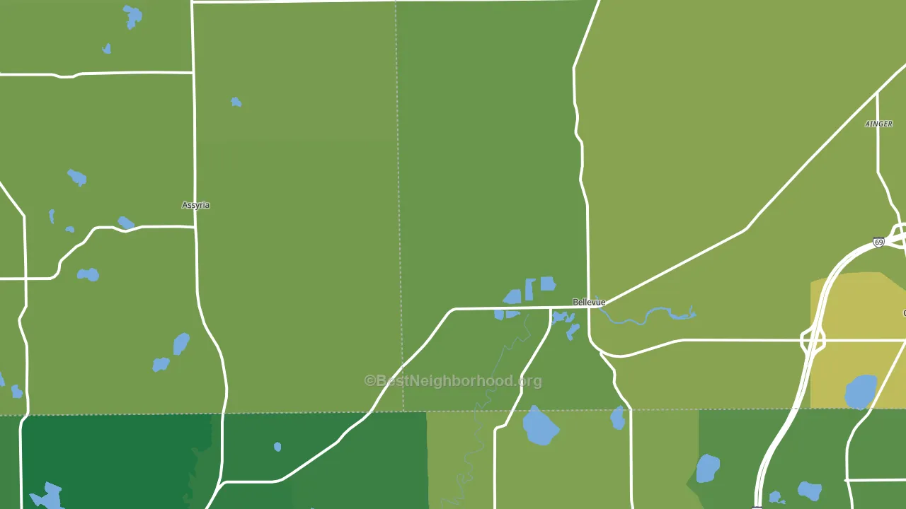 Bellevue, MI block-group voter-turnout map