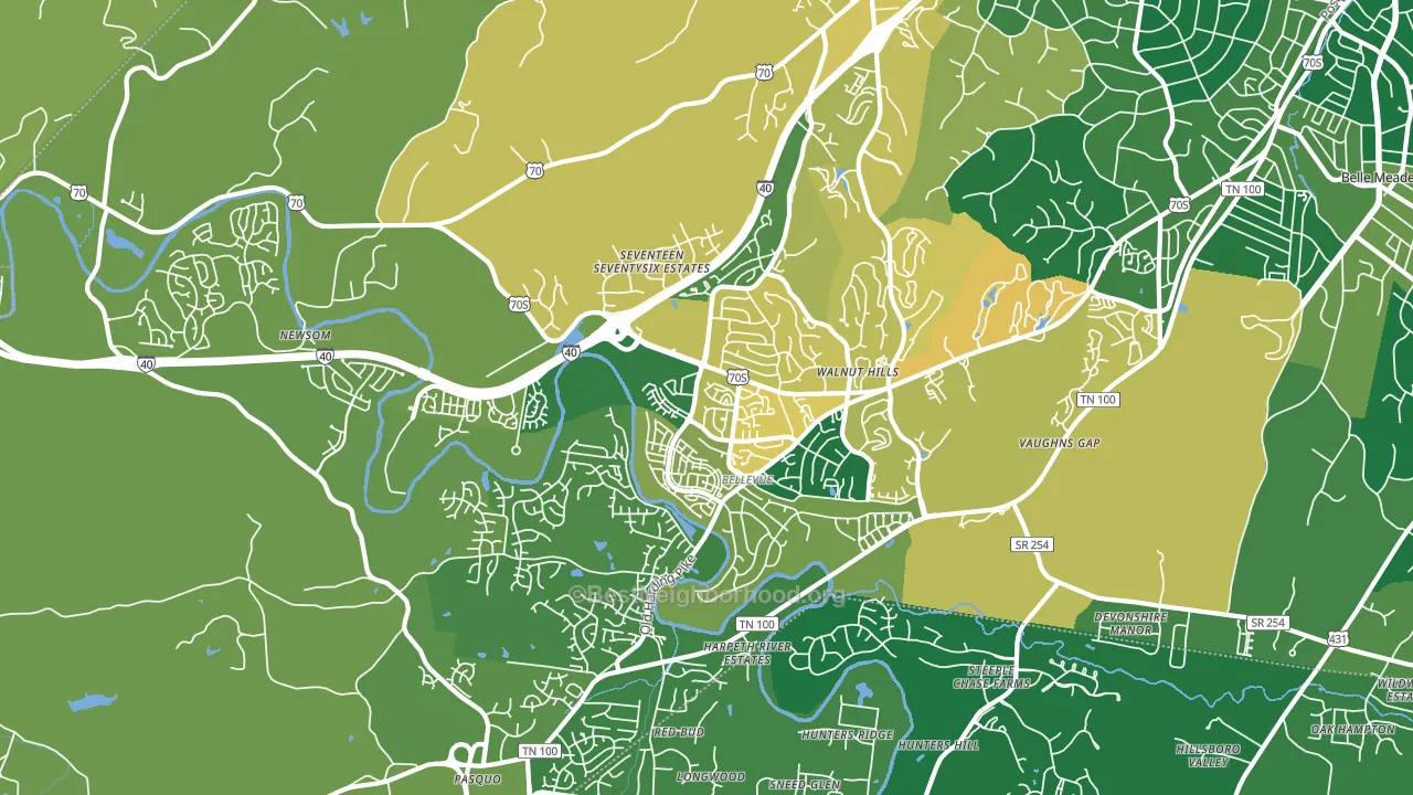 Bellevue, Nashville, TN block-group voter-turnout map