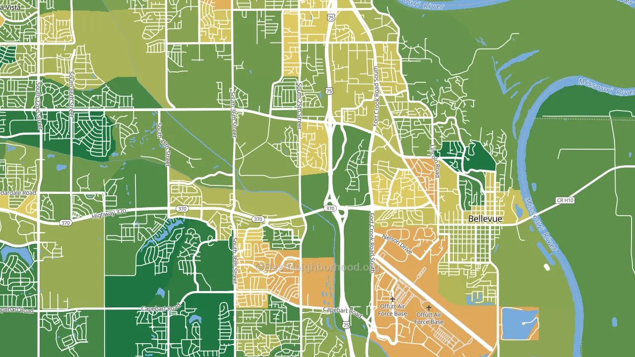 Bellevue, NE block-group voter-turnout map