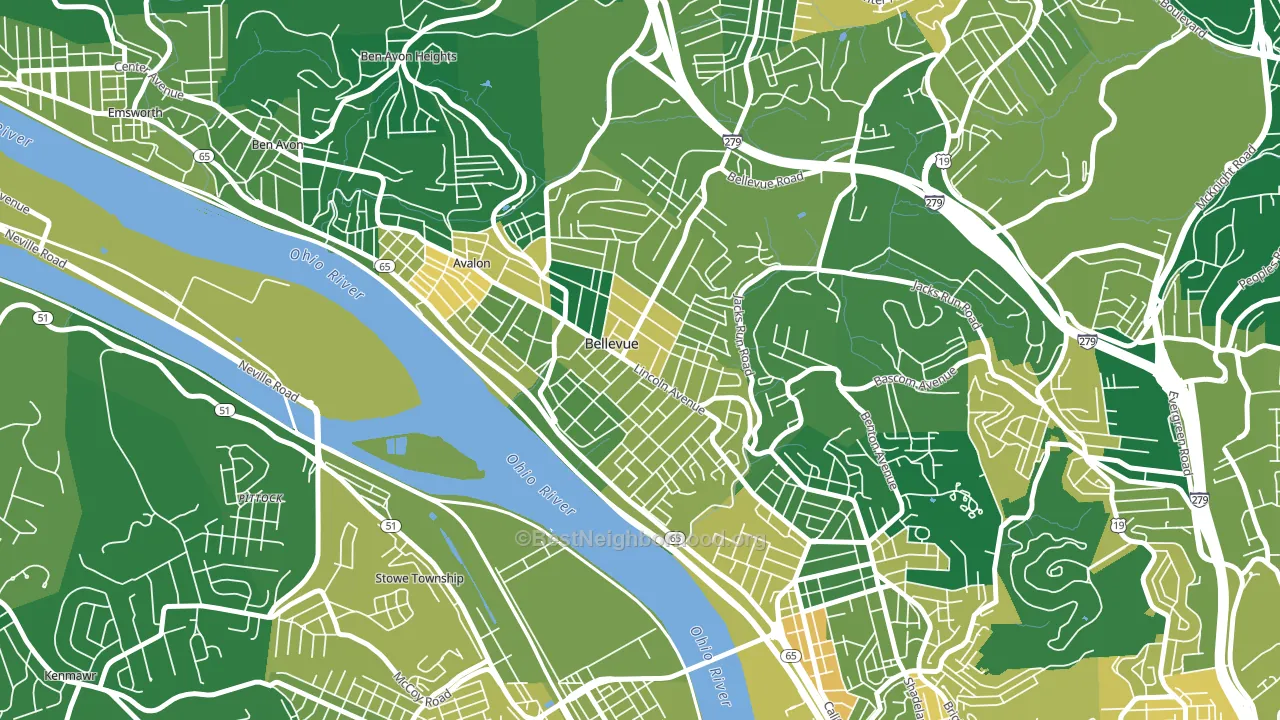 Bellevue, PA block-group voter-turnout map