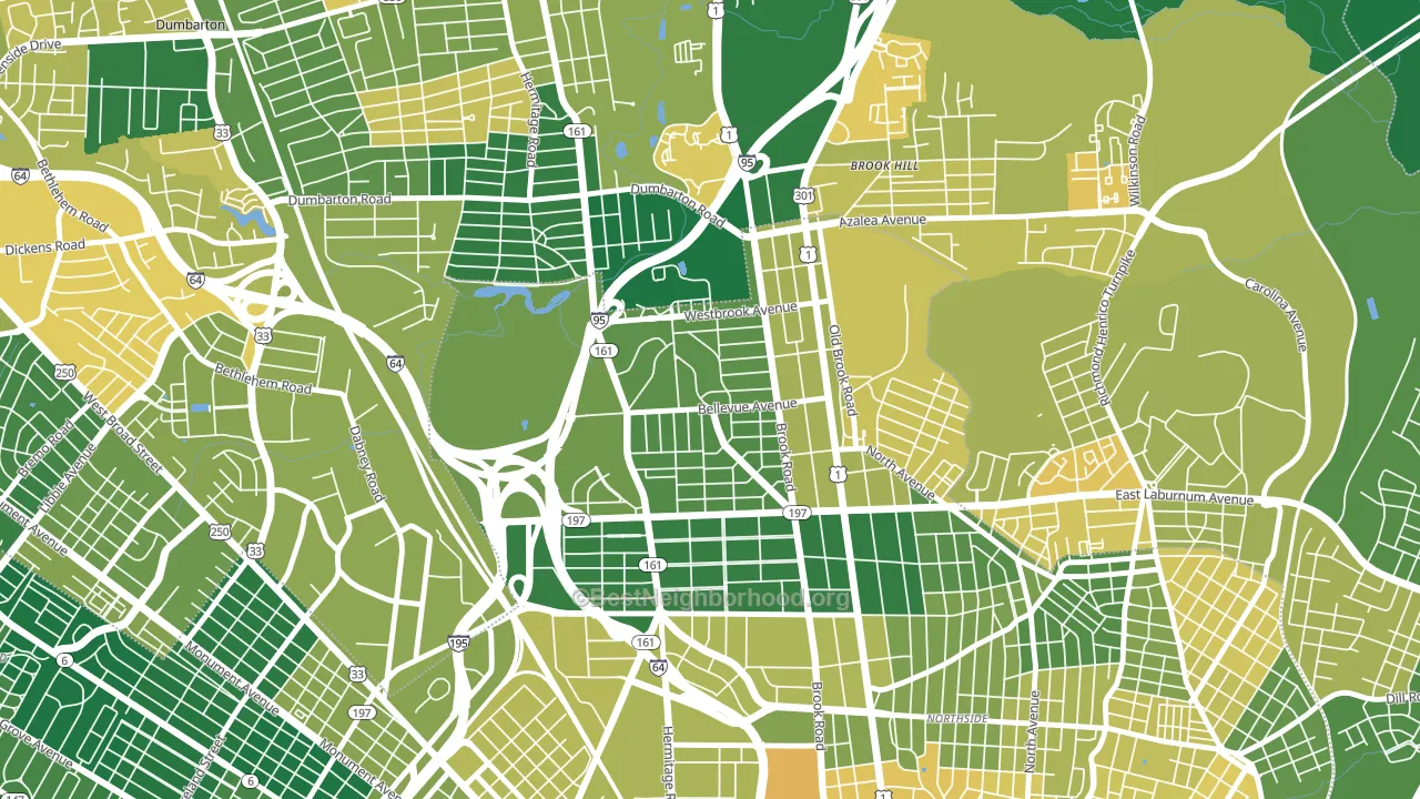 Bellevue, Richmond, VA block-group voter-turnout map