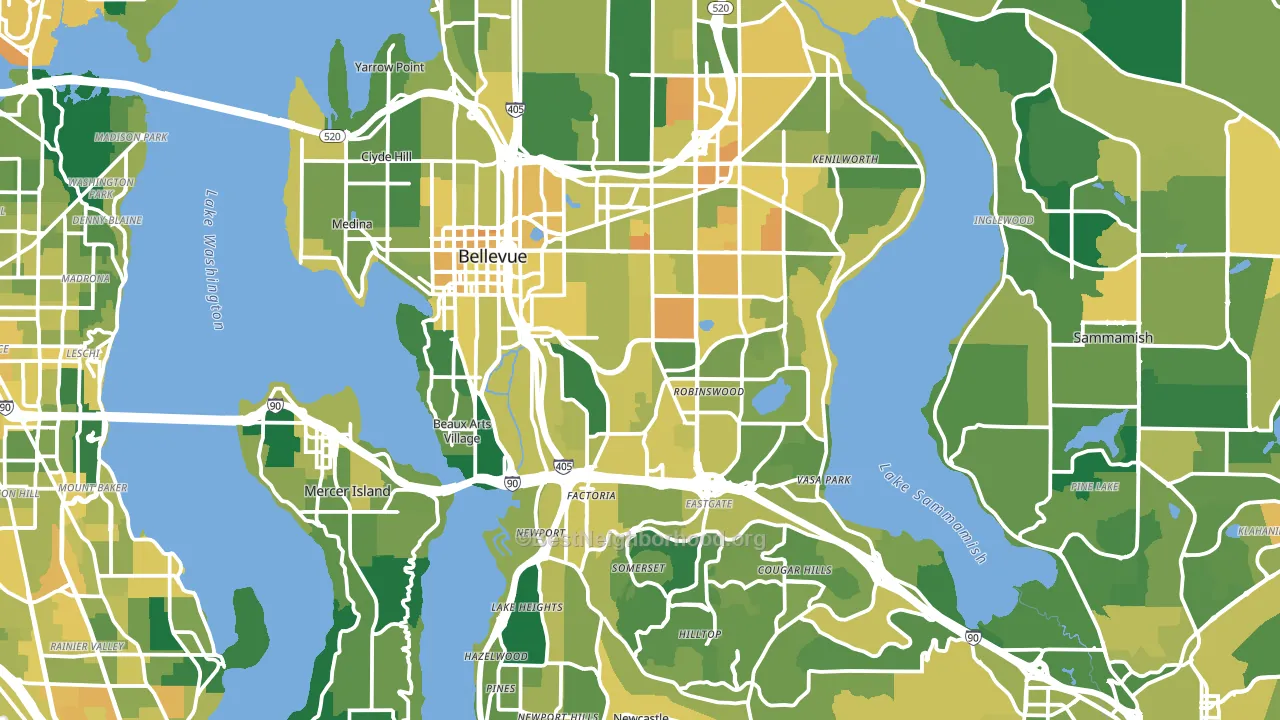 Bellevue, WA block-group voter-turnout map