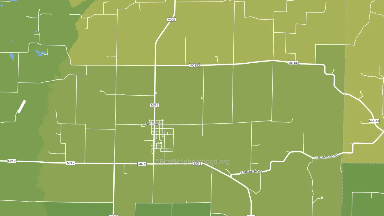 Bellflower, MO block-group voter-turnout map