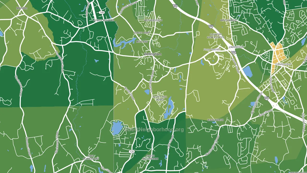 Bellingham, MA block-group voter-turnout map