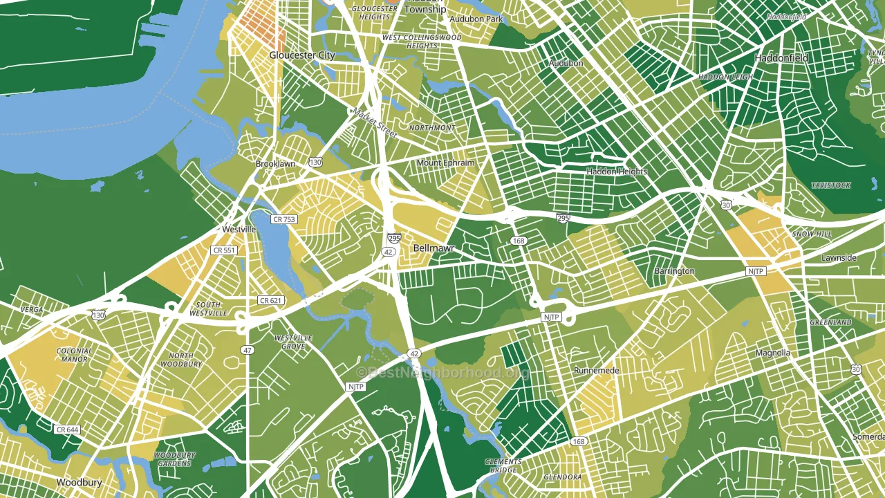 Bellmawr, NJ block-group voter-turnout map