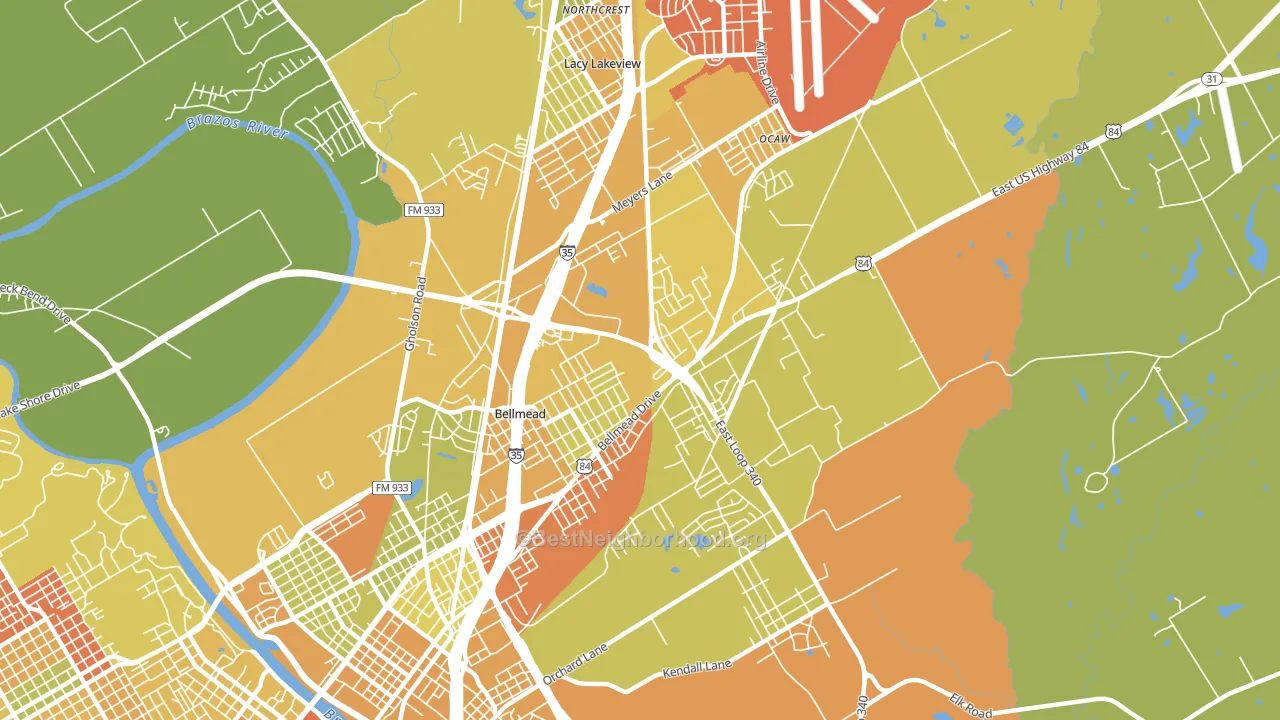 Bellmead, TX block-group voter-turnout map